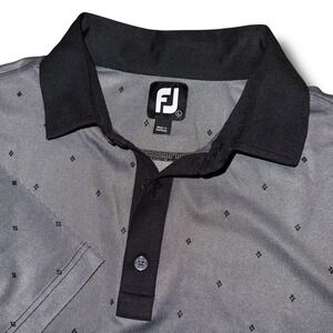 FOOTJOY Polo Shirt Large Birdseye Argyle Print Athletic-Fit Performance Stretch